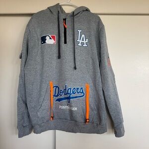 Men's Gray Dodgers Hoodie with Orange Details